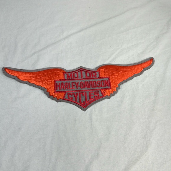 Vintage Official Harley Davidson Large Orange Wings Patch - Picture 1 of 5